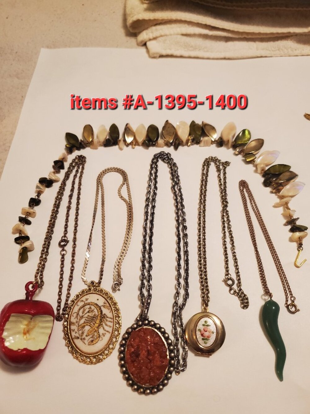 6 Necklaces, items # A -1395-1400, wt. 206 grams.